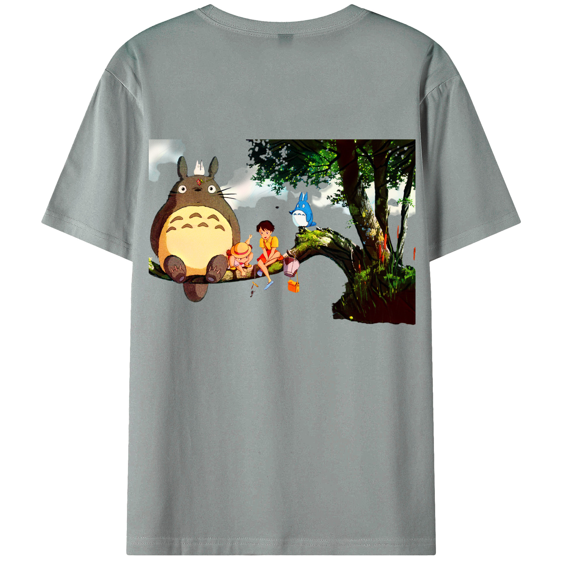 （画像用） となりのトトロ 草壁メイ 草壁サツキ My Neighbor Totoro Satsuki Kusakabe Mei Kusakabe 綿100％ メンズ半袖Tシャツ（バックプリント） 通気性